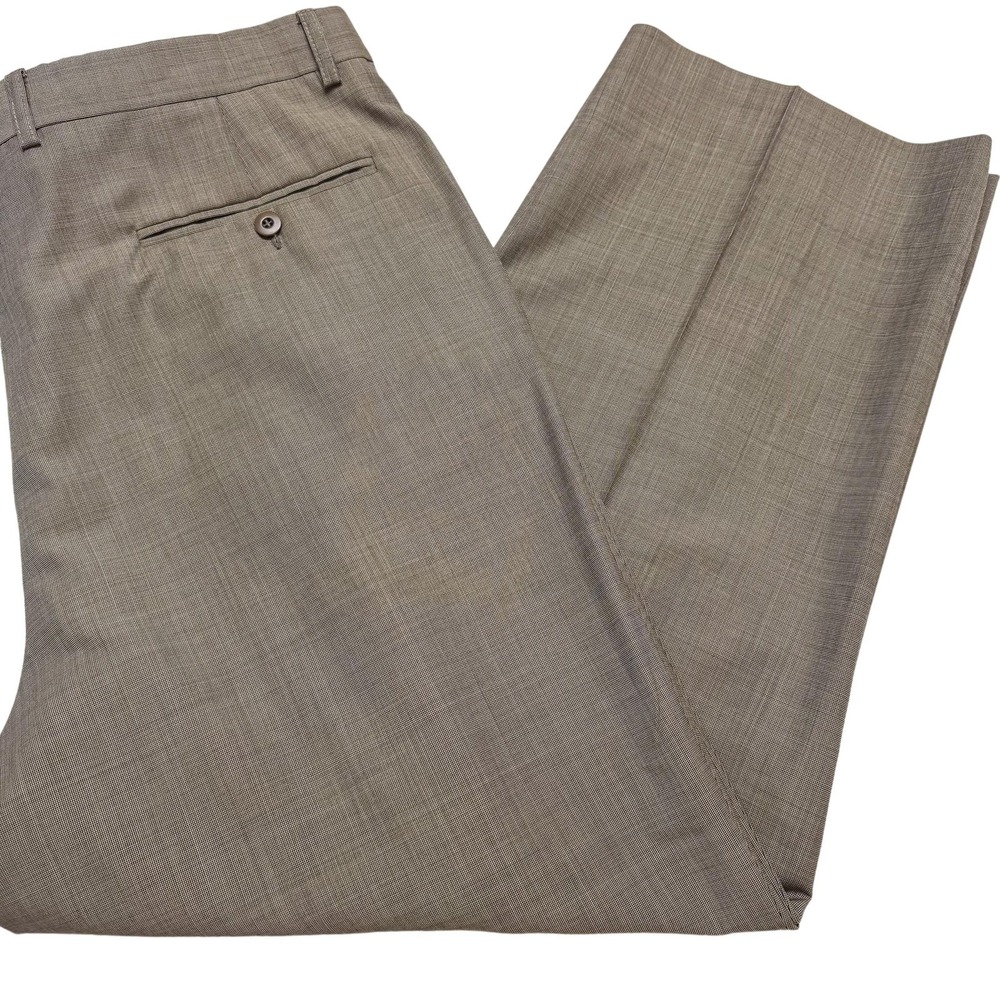 Zanella Alter Dress Pants Mens 38x28 Beige Wool Pleated Classic Fit Italy Office